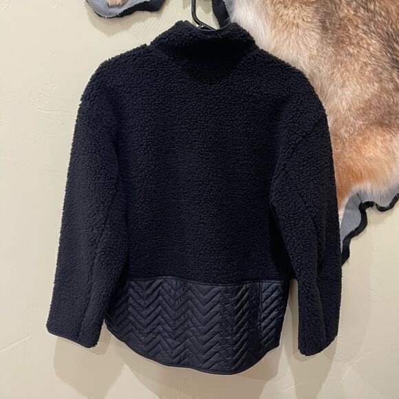 Athleta $149 NWT Cozy Sherpa Snap Sweatshirt Black Small - Picture 5 of 8